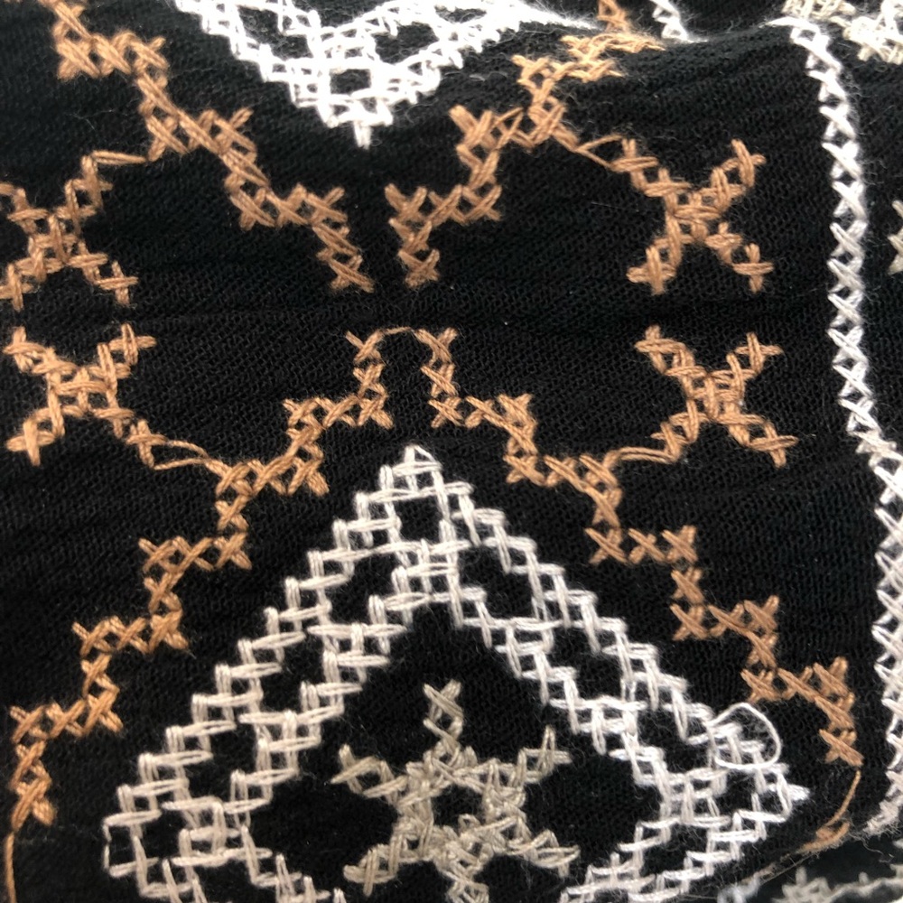 FREE with purchase: Black gauze dress w/ Aztec design embroidery, Sz S - Picture 6 of 8